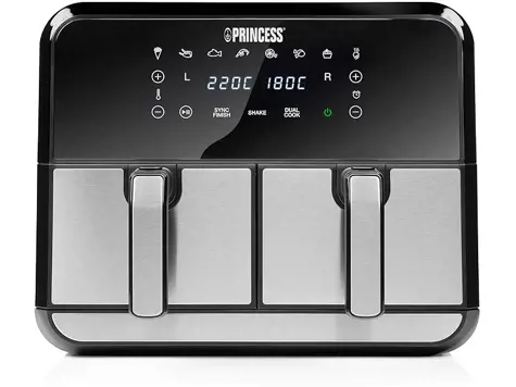 Freidora sin Aceite Princess 182074, 1700W, 8L, Dual Cook, Fácil Limpiar, 8 Programas, Negro.