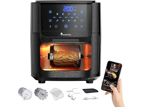 Freidora Sin Aceite y Horno Eléctrico MasterPro 12L 1800W LED Touch 8 en 1 BGMP-9168