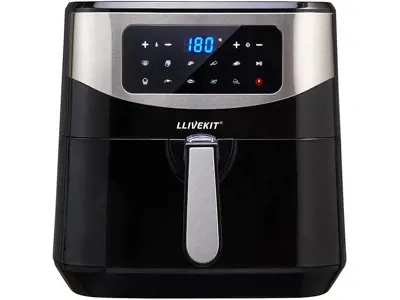 LLIVEKIT Freidora sin Aceite 7L, 1800W con Pantalla Táctil LED, 10 Programas - Negro.