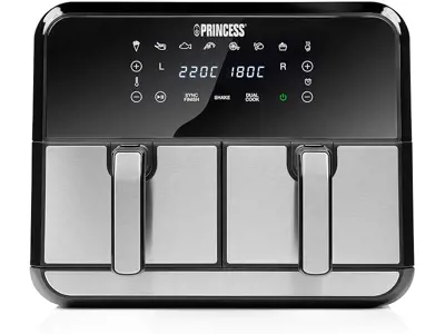 Freidora Princess 8L Doble Cesta 1700W Dual Cook Negro